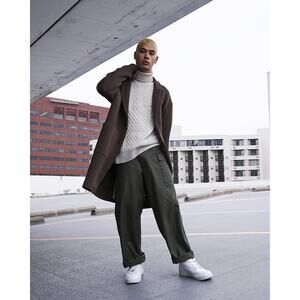 Nike Life Men's Cable Knit Turtleneck Sweater  Light Bone L